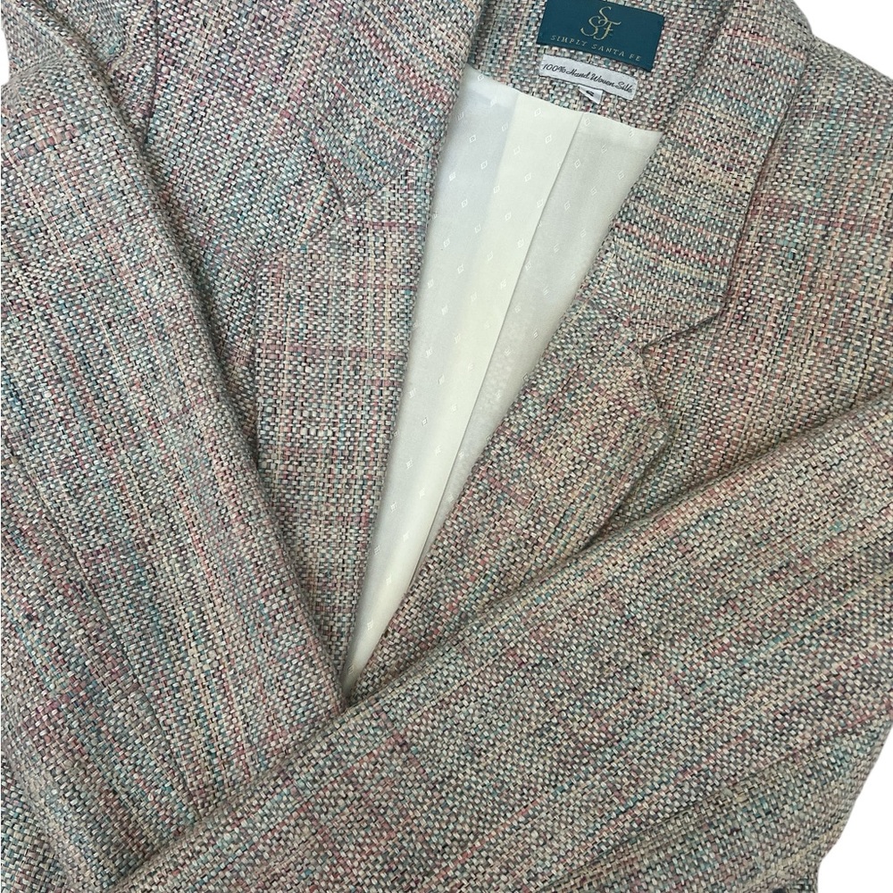 Simply Santa Fe 100% Silk Tweed Blazer Jacket Small Pastel Woven Vintage